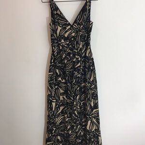 Black and tan GAP maxi dress, neutral floral